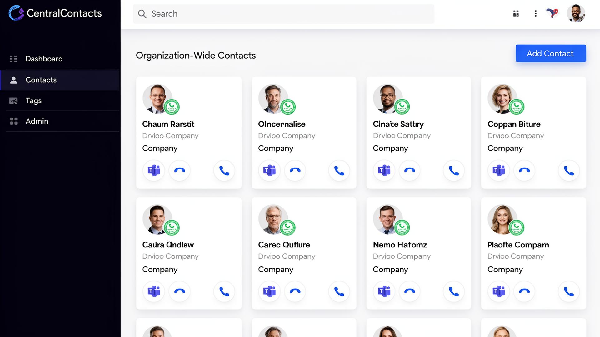 One Directory. Everyone Uses It. feature illustration showing the CentralContacts interface
