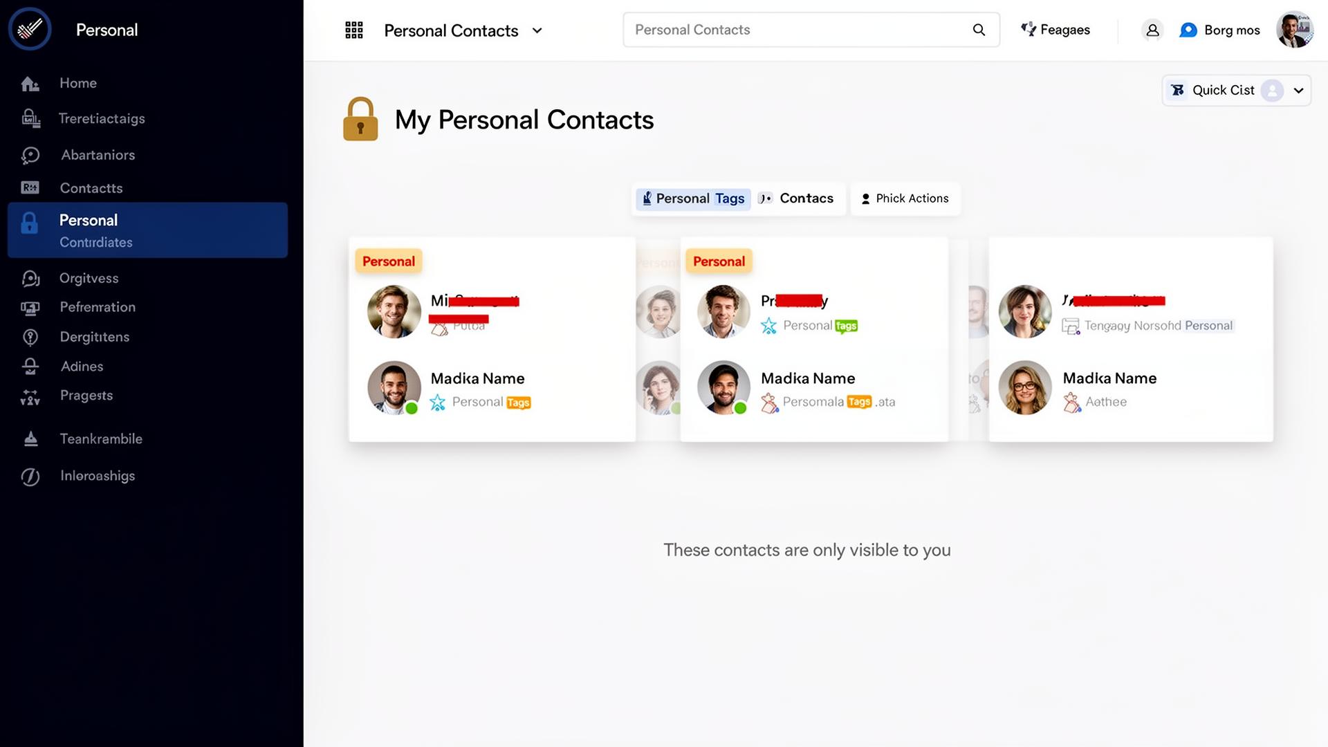 Your Contacts Update Themselves feature illustration showing the CentralContacts interface