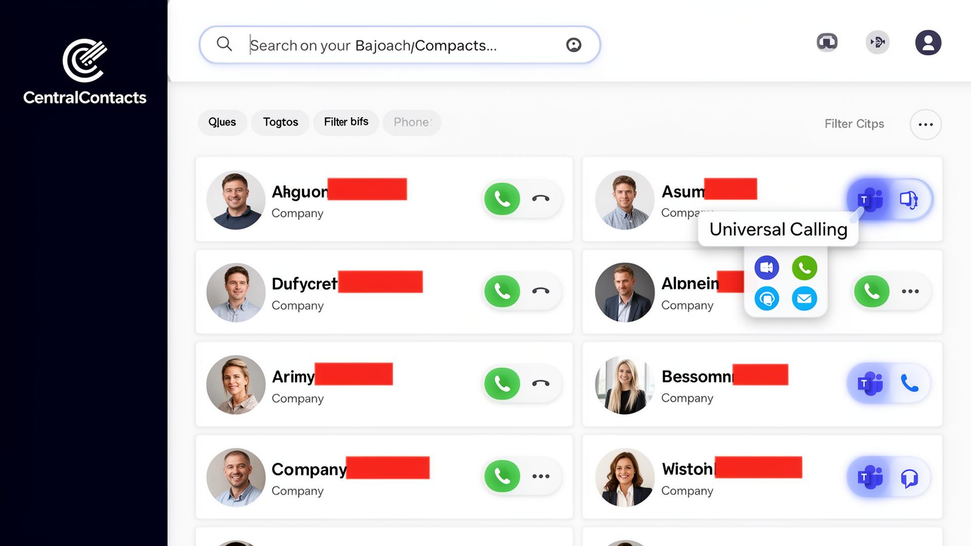 Find Anyone in 3 Seconds feature illustration showing the CentralContacts interface